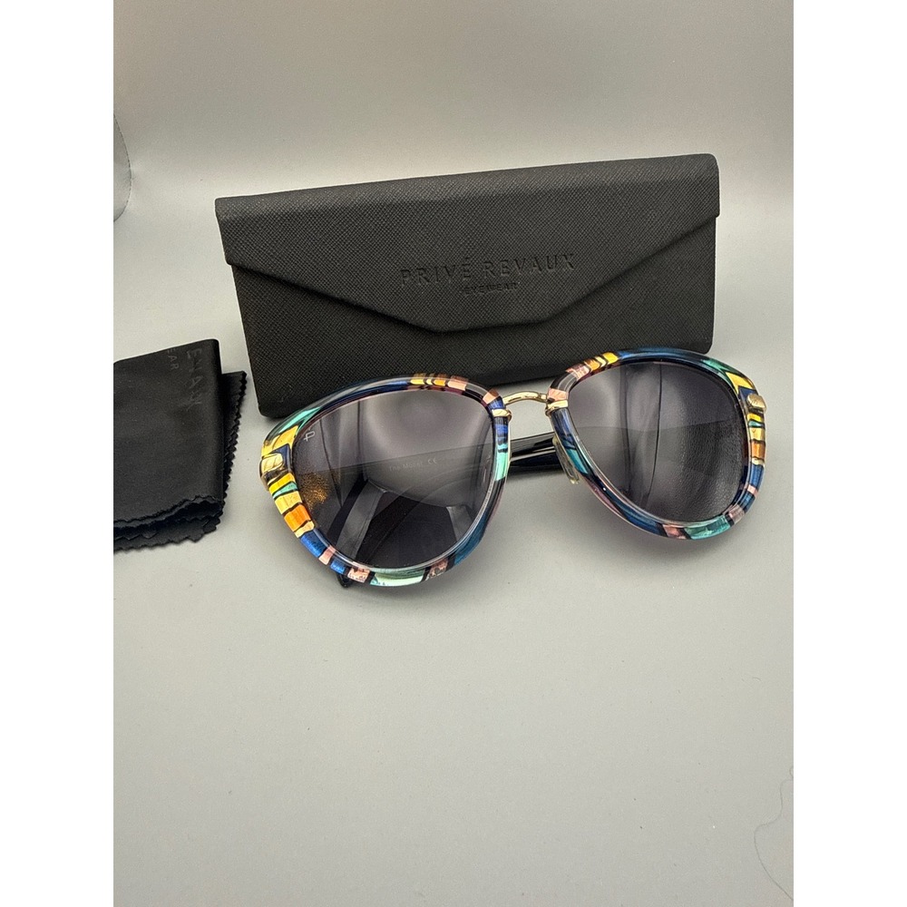 Prive Revaux "The Monet" Sunglasses Women Multicolor Polarized Cat Eye & Case